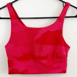 AERIE Offline Medium Support Stretch Camo Sports Bra Red and Pink XS